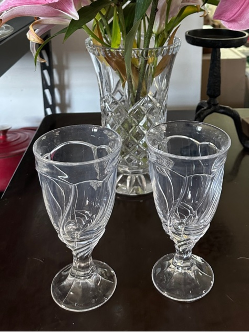 Noritake Sweet Swirl Crystal Goblets or sweet Tea 2 piece